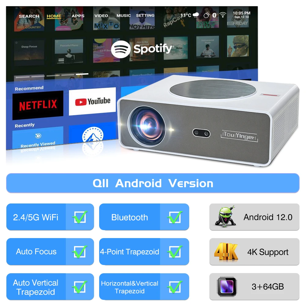 تويينجر Q11 جهاز عرض 4K LED