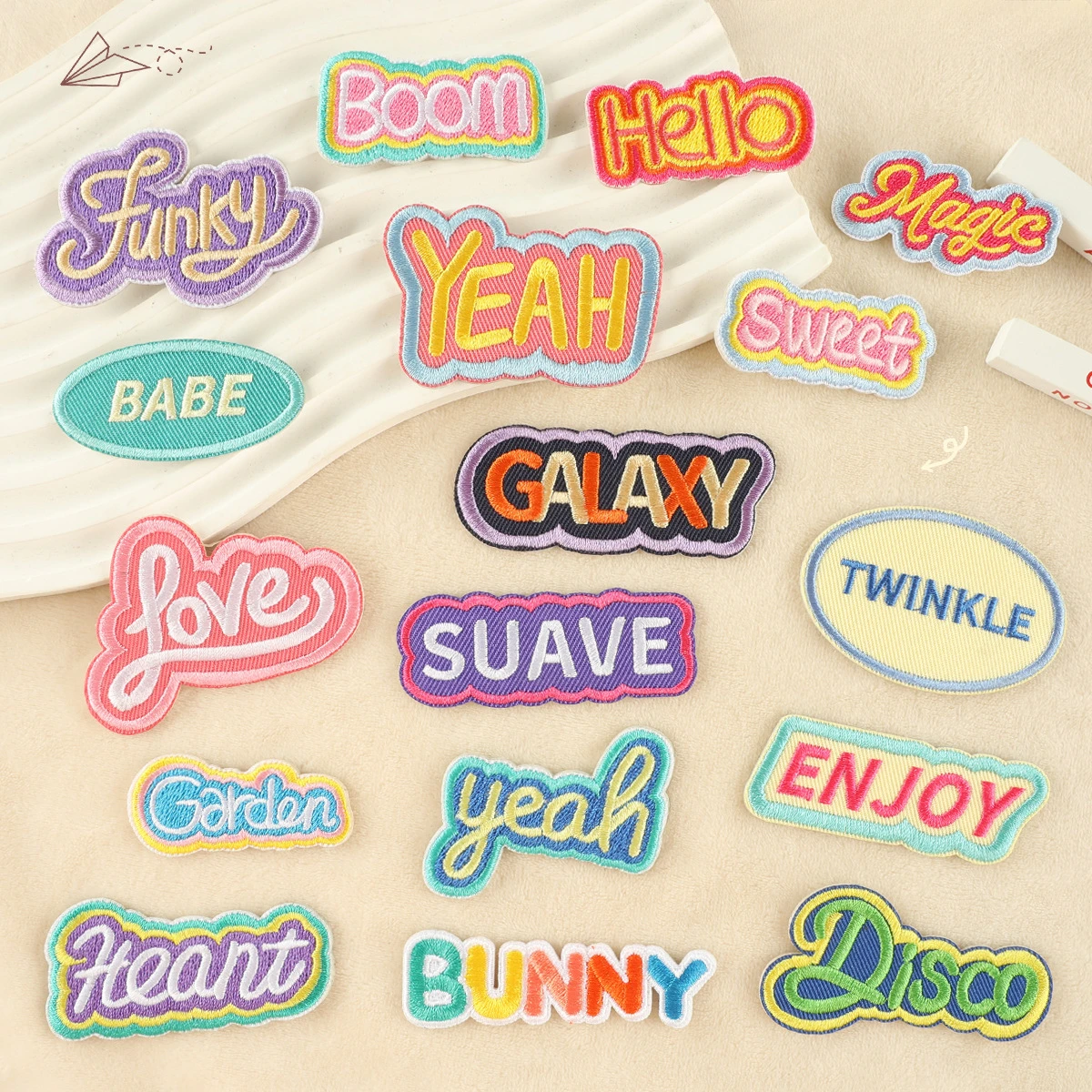 

Embroidery Label Patches DIY English Words Cloth Sticker Self-adhesive Badge Accessories for Clothing Hat Bag Boy Girl Kids Gift