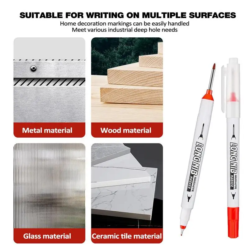 

Long Nib Marker Pen Waterproof Deep Hole Head Deep Reach Markers Pencils Metal Perforating Pen Construction Marker For Hardware