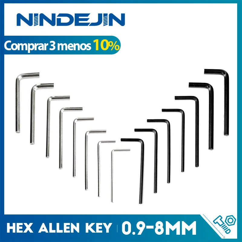 NINDEJIN BS L-Shaped Hex Allen Wrench Set 2-20pcs Carbon Steel Keys