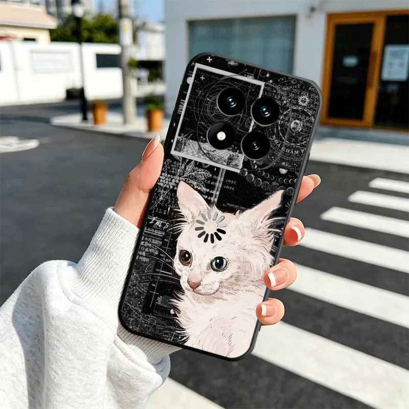 Whimsical Cats Fashion Silicone Phone Case - Black Soft Cover