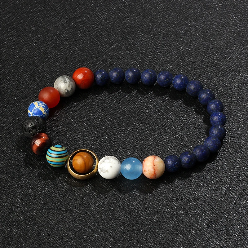 2022 Universe Solar System Bracelet Women New Natural Stone Eight Planets Bracelet Men Best Friends Gift Universe Couple Jewelry