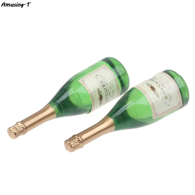 2pc Dollhouse Miniature Wine Drink mini Dollhouse Vitreous Champagne Bottles Glass Liquor Bottles For Dolls Kitchen Toy doll house toys,kitchen toys,pretend kitchen toys
