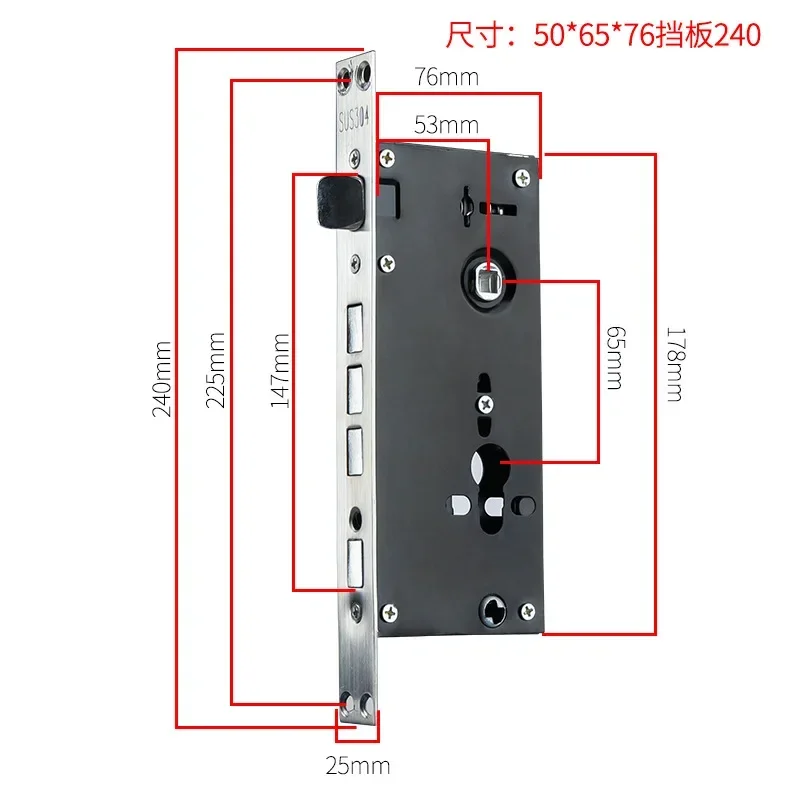 Mechanical Lock Body for Anti-theft Door Lock Engineering 24 * 240 Square Head 30 * 240 Cylindrical Body