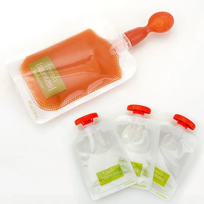 10Pcs Baby Fruit Puree Bags Reusable Squeeze Pouches Baby Food Storage Bag Kitchen Dispenser Complementary Food Squeeze Bags