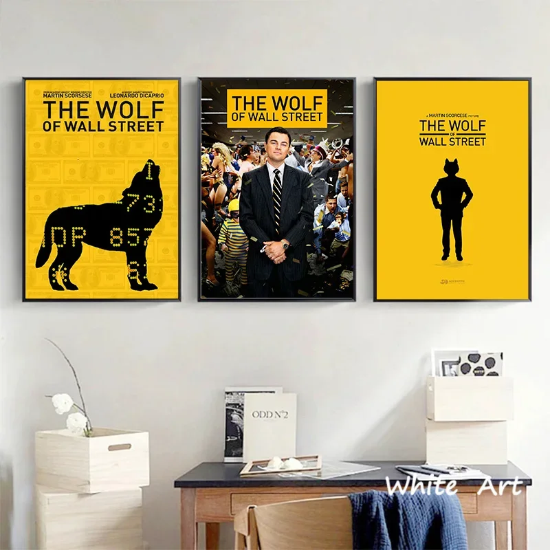 캔버스 그림 HD 프린트 모던 벽 예술 그림 클래식 영화 월스트리트의 늑대 포스터 피규어 거실 침실 장식