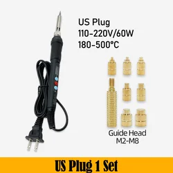 Electric Heat Press Tool for Threaded Brass Inserts - Soldering Iron Tip Kit for 3D Printing (US and Nut  1set)