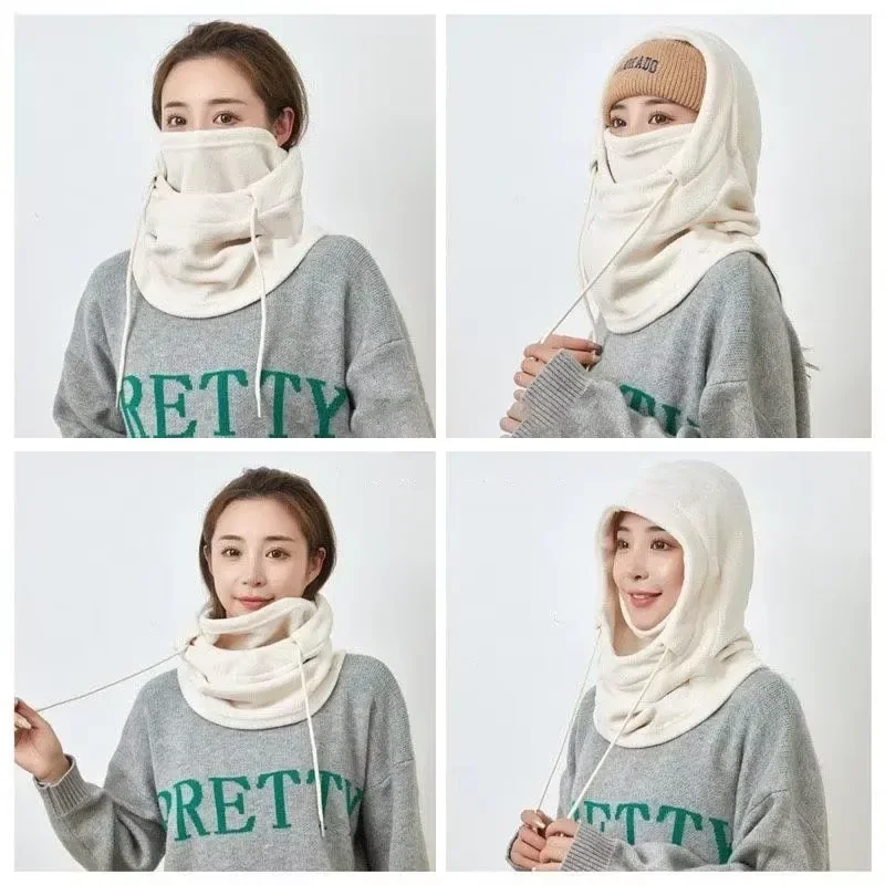 Winter Thermal Fleece Balaclava Scarf Outdoor Sports Ski Face Mask Neck Warmer Snood Hood Hat Windproof Cold Warm Riding Cap thermal balaclava mask fleece hat and scarf set
