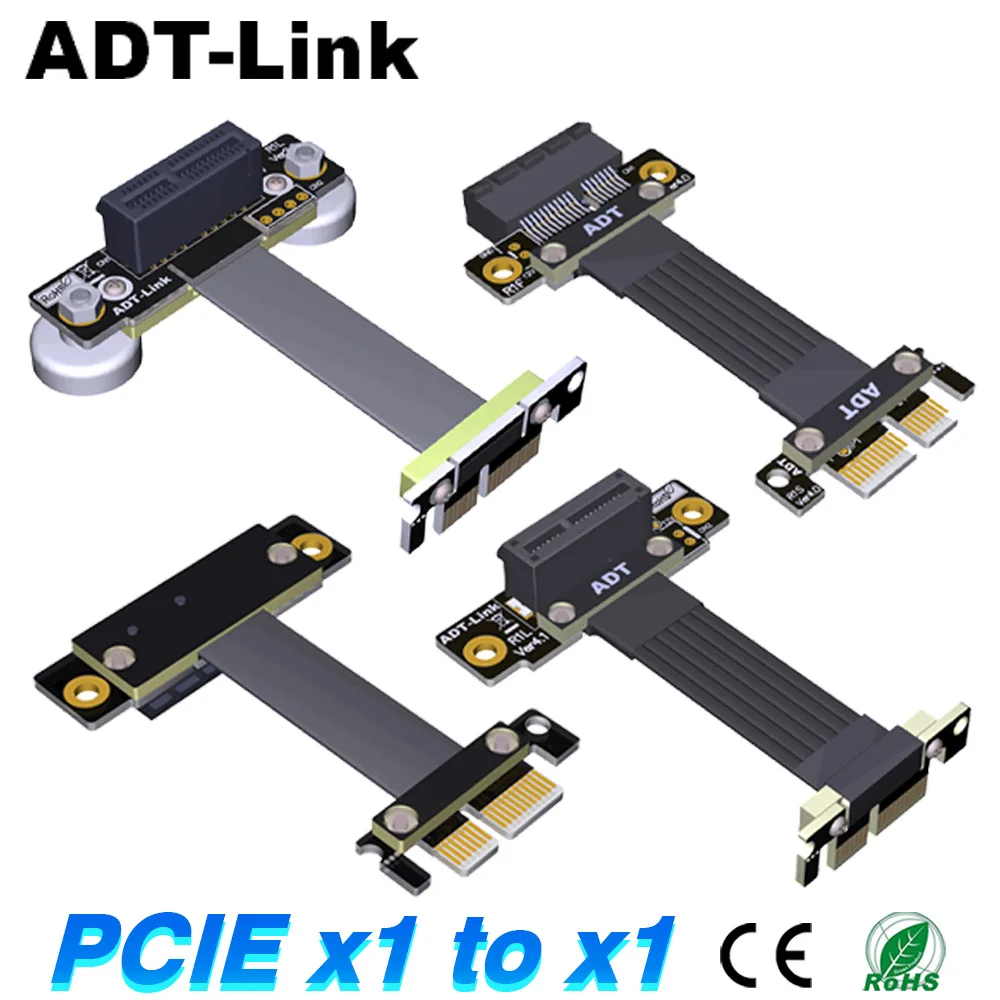 

PCIE X1 Riser Cable Dual 90 Degree Right Angle PCIe 3.0 X1 To X1 Extension Cable 8Gbps PCI Express 1x Riser Card Ribbon Extender