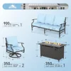 Metal Outdoor Patio Furniture Set with Fire Pit Table, Patio Conversation Sets 4 Swivel Chairs withFire Pit Table 6