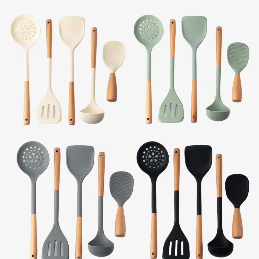 Long-handle Silicone Kitchen Utensils Spatula Soup Spoon
