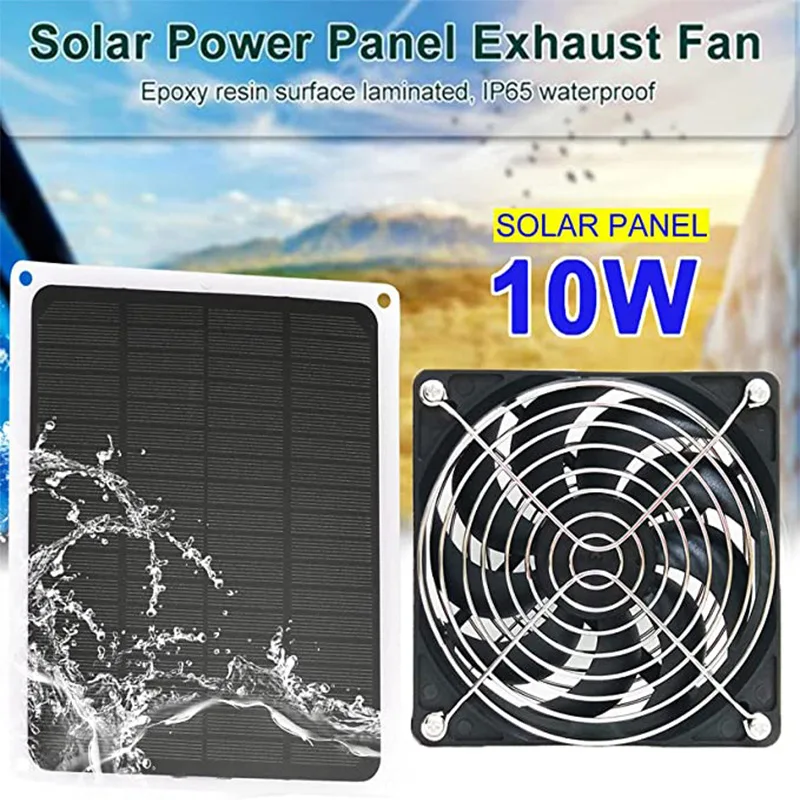 Solar Exhaust Fan 10W Photovoltaic Panel Solar Fan Pet Chicken Coop  Ventilation Cooling Artifact Shield Extend Line Battery PV - AliExpress