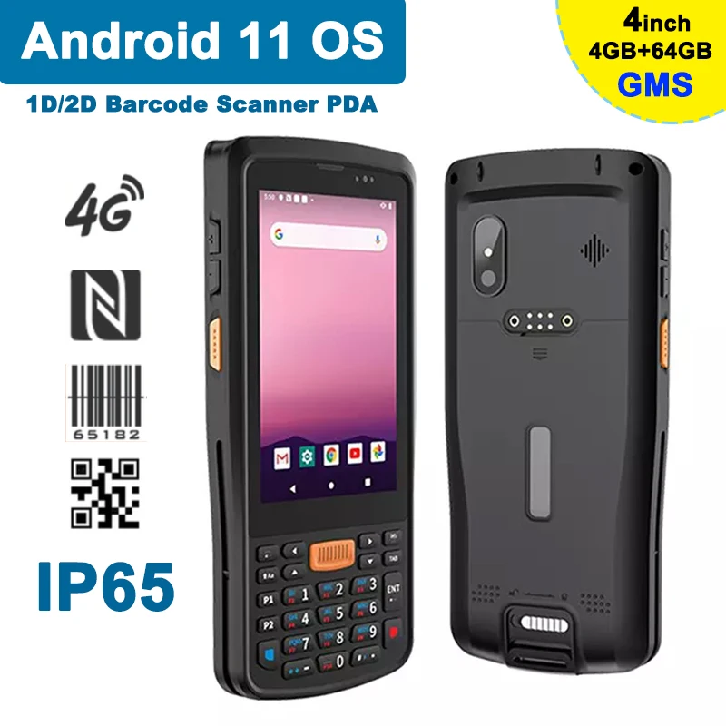 

Android 11 4GB+64GB Rugged PDA Scanner Handheld Termina 1D 2D Barcode Reader 4G GPS Warehouse PDA Data Collector for Inventory