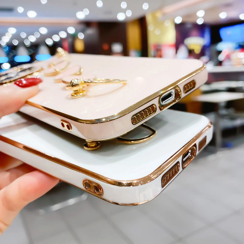 Luxury Plating Love Heart Bracelet Chain Soft Back Case