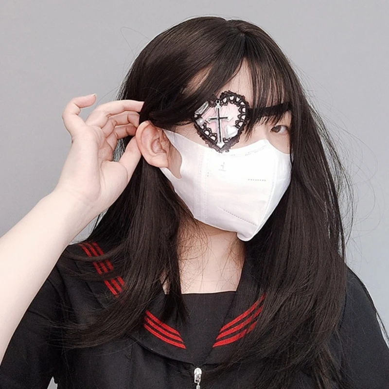 

Gothics Eyepatch Single Eye Mask Lolit Eye Patch Lolit Eye Patch Heart Eyepatch