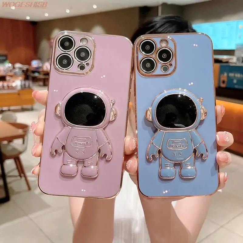 Astronaut Ring Holder Plated Phone Case