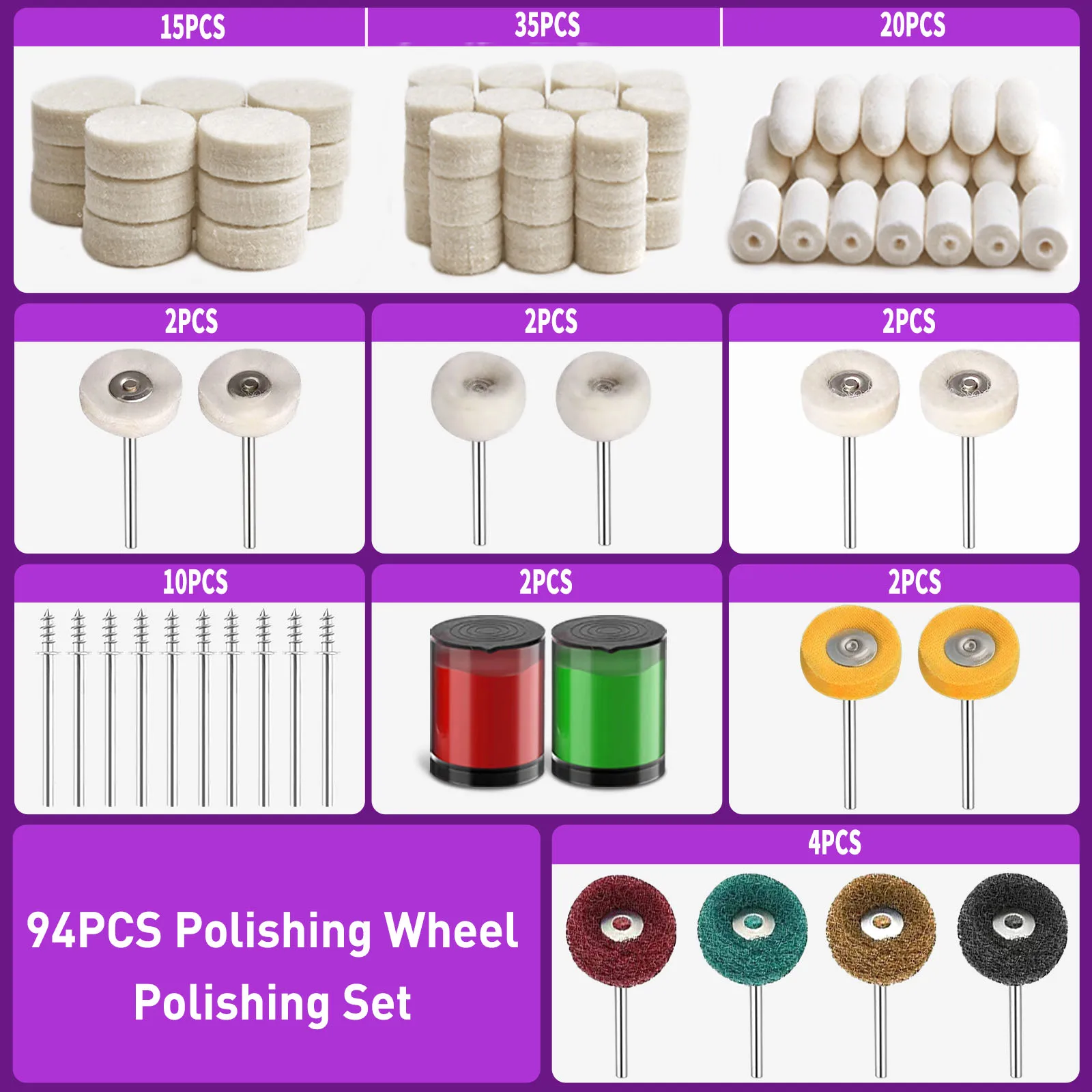 Sourcing Map 4mm-12mm Wool Felt Mounted Points Conical - View #9