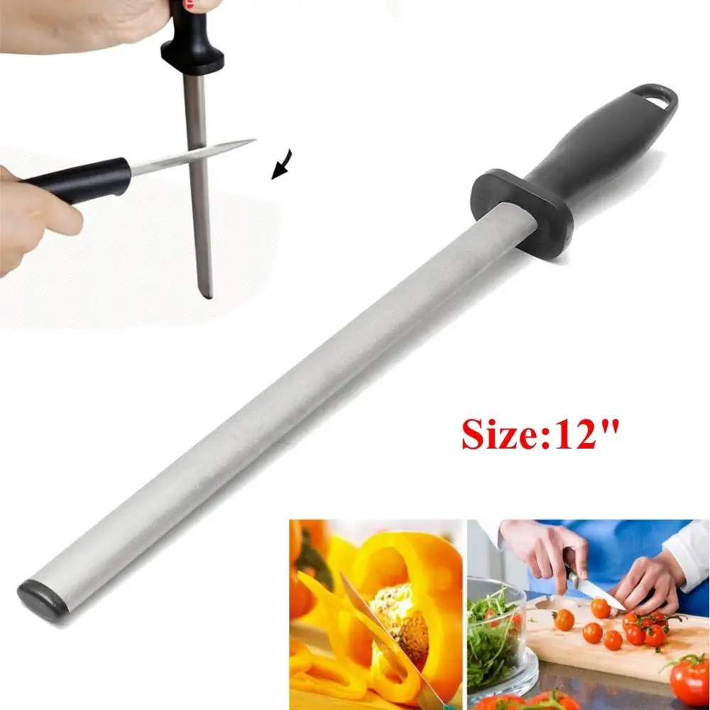 

Diamond Knife Sharpener Steel Oval Sharpener600# Steel Professional Chef Knife Sharpener Knife Sharpening Rod ABS Handle