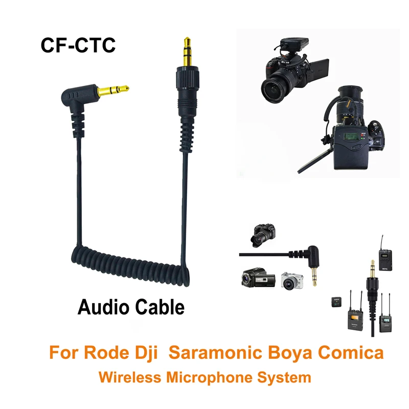 Canfon TRS Nut Lock Plug Stereo Cable Compatible with Saramonic Rode Dji Comica Boya Wireless Microphones for Camera Recording