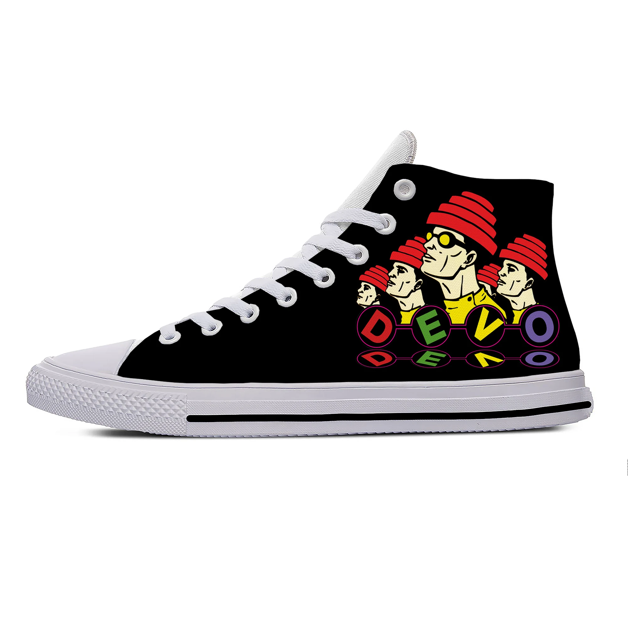 

Devo Whip It Rock Band High Top Sneakers Mens Womens Teenager Casual Shoes Canvas Running Shoes 3D Printed Lightweight shoe