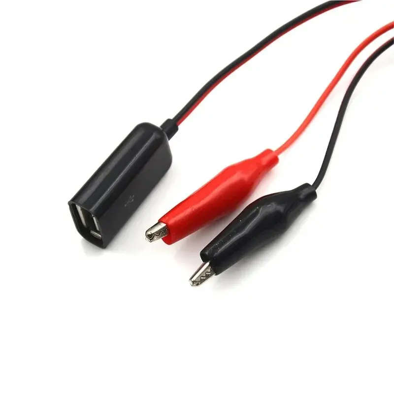 50cm Red And Black Wire Alligator Test Clips To USB Female Connector Power Adapter Supply
