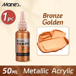 50ml Metallic Acrylic Paint - Pearlescent Shiny Pigments in Golden Slivery for DIY Art and Craft Projects (Bronze gold)
