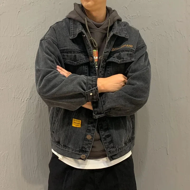 2024 New Spring And Autumn Men's Denim Jacket Korean Version High-Quality Single Breasted Men's Outdoor Trend Loose Jacket Top
