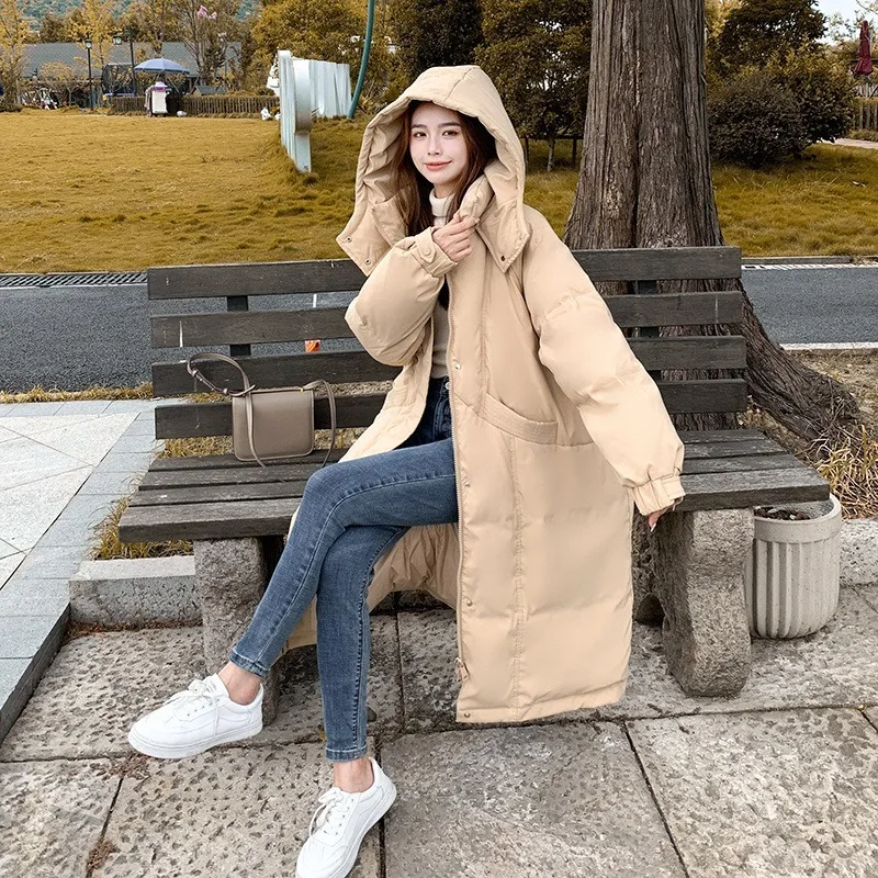 New Women Down Jacket Winter Coat Female Warm Thick Extra Large Size Parkas Loose Long Outwear Fox Fur Collar Hooded Overcoat