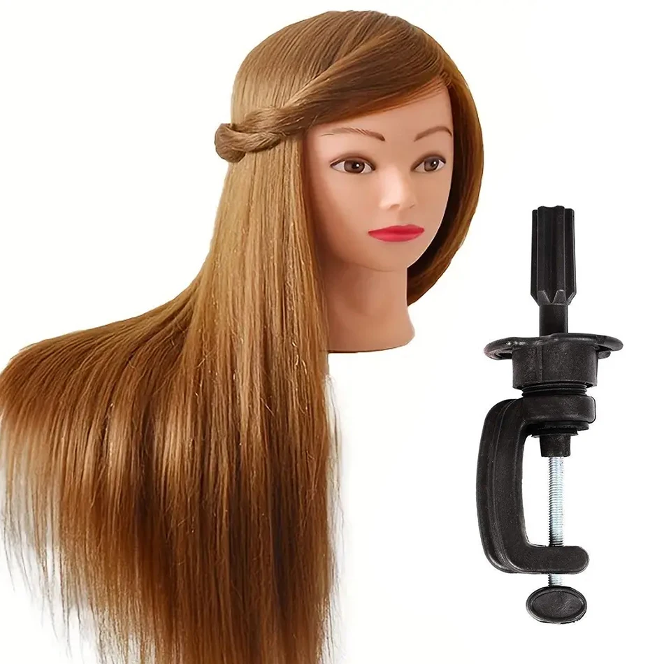 Long Synthetic Fiber Hair Mannequin Head With Free Clamp Stand Hairdresser Training Manikin Cosmetology Doll Head For DIY Braid Best Sellers In Hair Extensions & Wigs