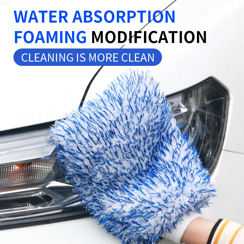 Car Wash Glove Coral Mitt Soft Anti-scratch for Car Wash Multifunction Thick Cleaning Glove Wax Detailing Brush