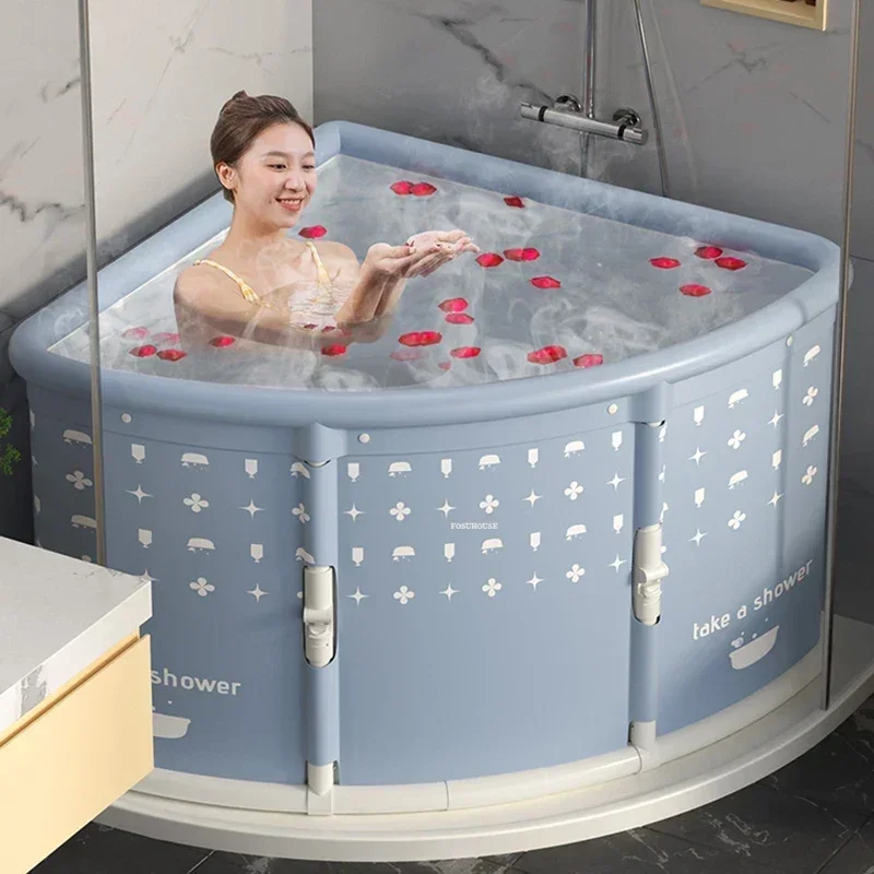 Creative Corner Folding Bathtub For Adult Bathroom Products Portable Bathtub Sit Bath Steaming Bath Tub Household Bucket