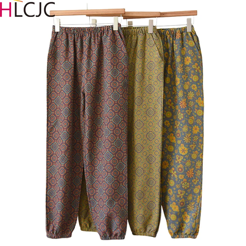 

Новинка 2023, весенне-Летняя женская пижама, винтажные хлопковые длинные брюки с пряжкой, женские свободные домашние штаны, тонкие женские штаны для сна