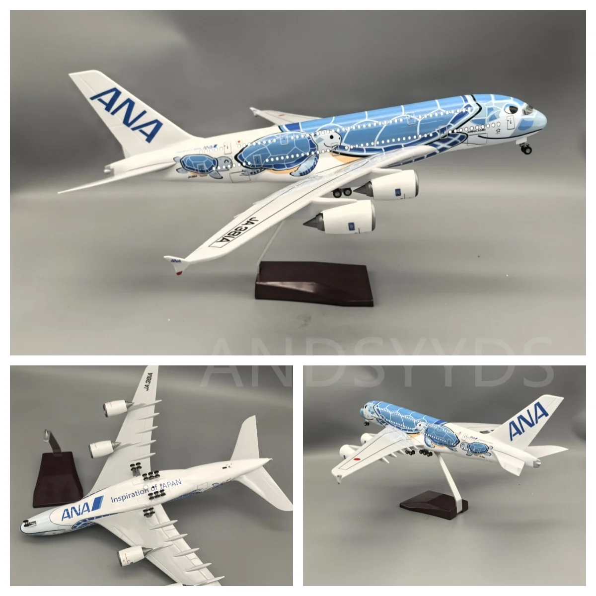 A380 Air Japan ANA Airlines 46cm Blue Sea Turtle Livery Aircraft