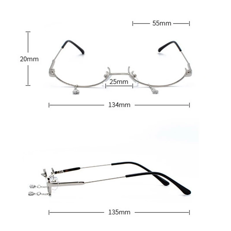 Women's Half Frame Decorative Glasses - Water Drop Design