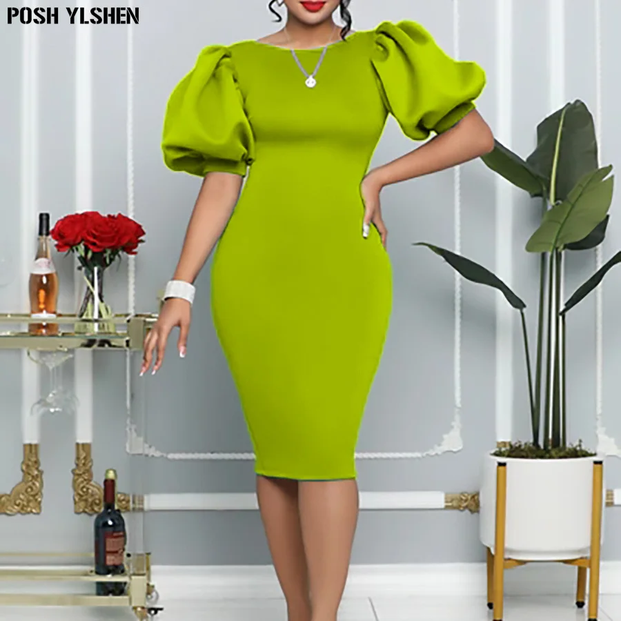 Summer Bodycon Dress African Dresses for Women Elegant Short Lantern Sleeve Bandage Robe Africaine Femme African Clothes