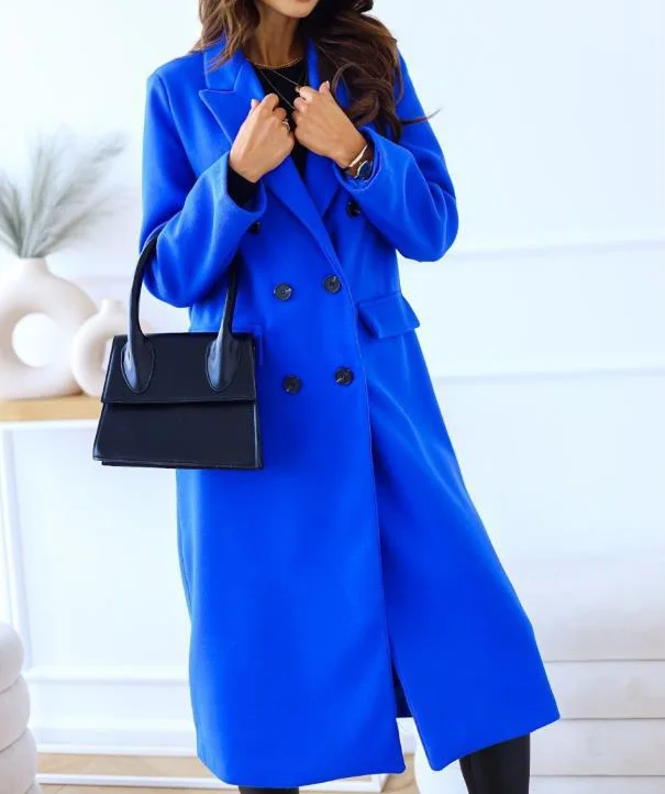 New Hot Selling Women's Coat 2023 Fashion Simple Double Breasted Long Sleeve Lapel Daily Casual Versatile Coat