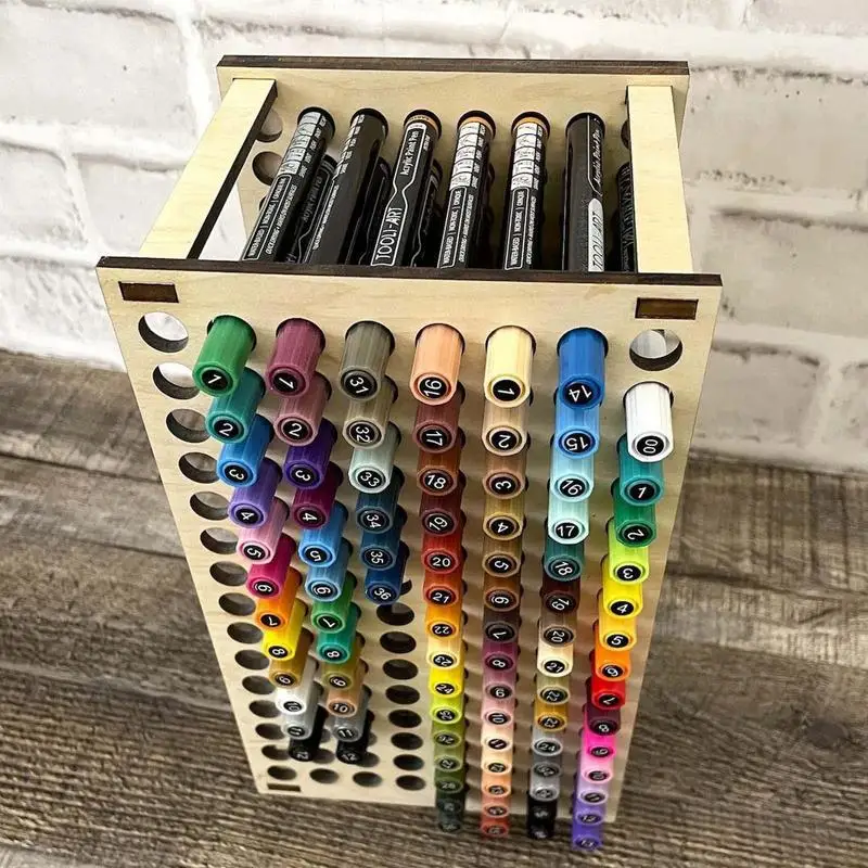 Brush Holder Painting Wooden Markers Stand Art Brush Rack Organizer For  Pens Paint Brushes Colored Pencils Markers - AliExpress