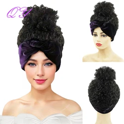 Headband Synthetic Women's Wig Short Black Curly Afro Wigs For Women High Temperature Purple Bundl Wrap Hair Bands Wigs