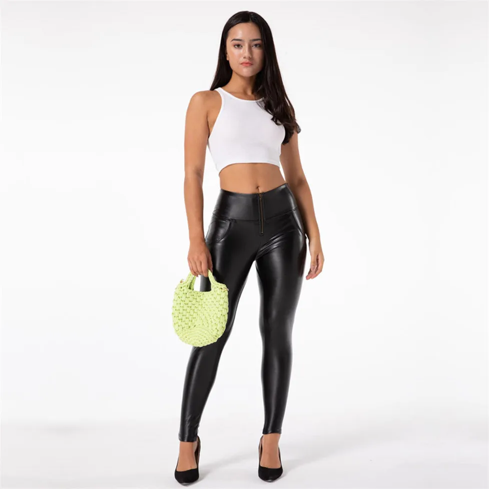 Pantaloni pantaloni Jeans Sexy in pelle di moda in pelle nera collant in  pelle a vita alta dritti|Pants \u0026 Capris| - AliExpress