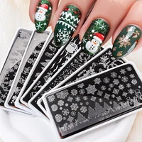 1Pcs Christmas Snowflake Nail Art Stamping Plate Santa Claus/Snowman/Elk/Pine Winter Stencils Xmas&New Year Manicure Templates # 1