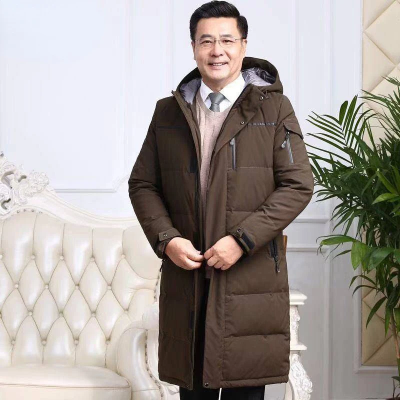 

Men 2022 Winter New Fashion Long Warm Thicken Parkas Men Solid Color Hooded Outwear Male Pockets Cotton Padded Jackets M98