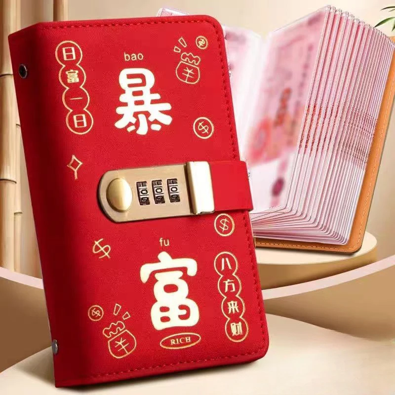 Envelopes Money Saving Challeng Binder 100 Reusable Savings Challenge PU Savings Challenges Sheets With Password Lock cash saving binder