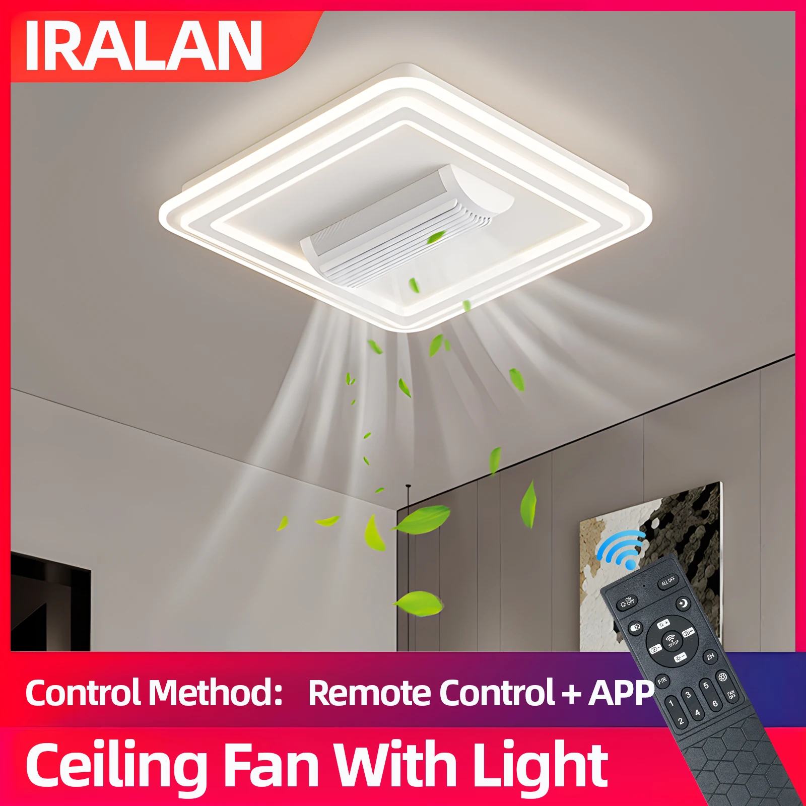 Ceiling Fan Led Ceiling Fan Lights Led Fan Light Smart LED Ceiling Fans With Light For Living Room Dining Room Invisible Bladeless Ceiling Fans Low Floor sealing fan lighting
