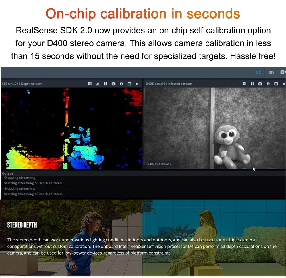 Intel RealSense Depth Camera D415 With IMU Rolling Shutter RGB Frame Rate 30fps