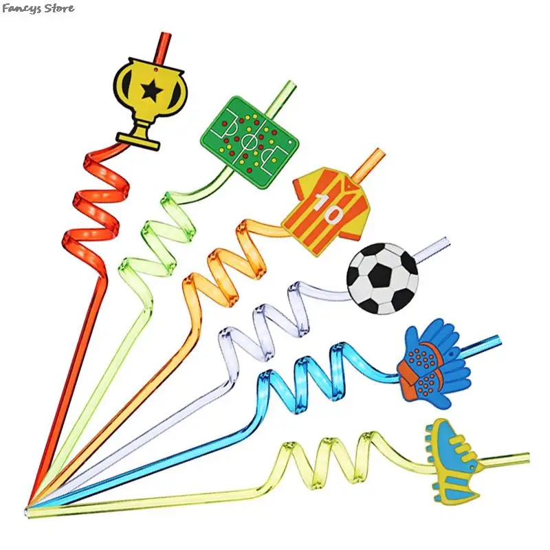 8PCS Football Club Drinking Straw Glass Cocktails Bar Juice Straws Cheering Beer Sports Theme Party Decoration Drink Tableware