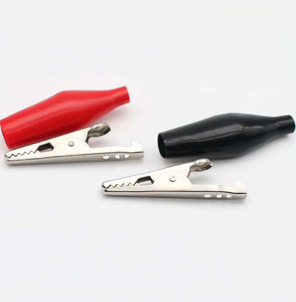 Alligator Clips Electrical Clamp Test Clip 10pcs/lot 28mm/35mm/45mm Metal Alligator Clip G98 Crocodile Electrical Clamp for Testing Probe Meter Black/Red with Plastic Boot
