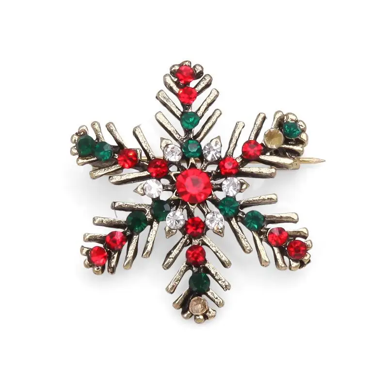 Creative Christmas Alloy Snowflake Brooch Fashionable Cute Diamond Studded Snowflake Holiday Brooch Women's Jewelry Accessories