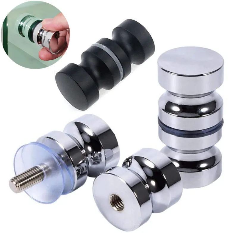 Door Handles Cabinet Handles Shower Handles Aluminum Alloy Door Handle 1.1" Dia Single Glass Door Knob Bathroom Shower Cabinet Double-Sided Handle Pull with Screw Hardware