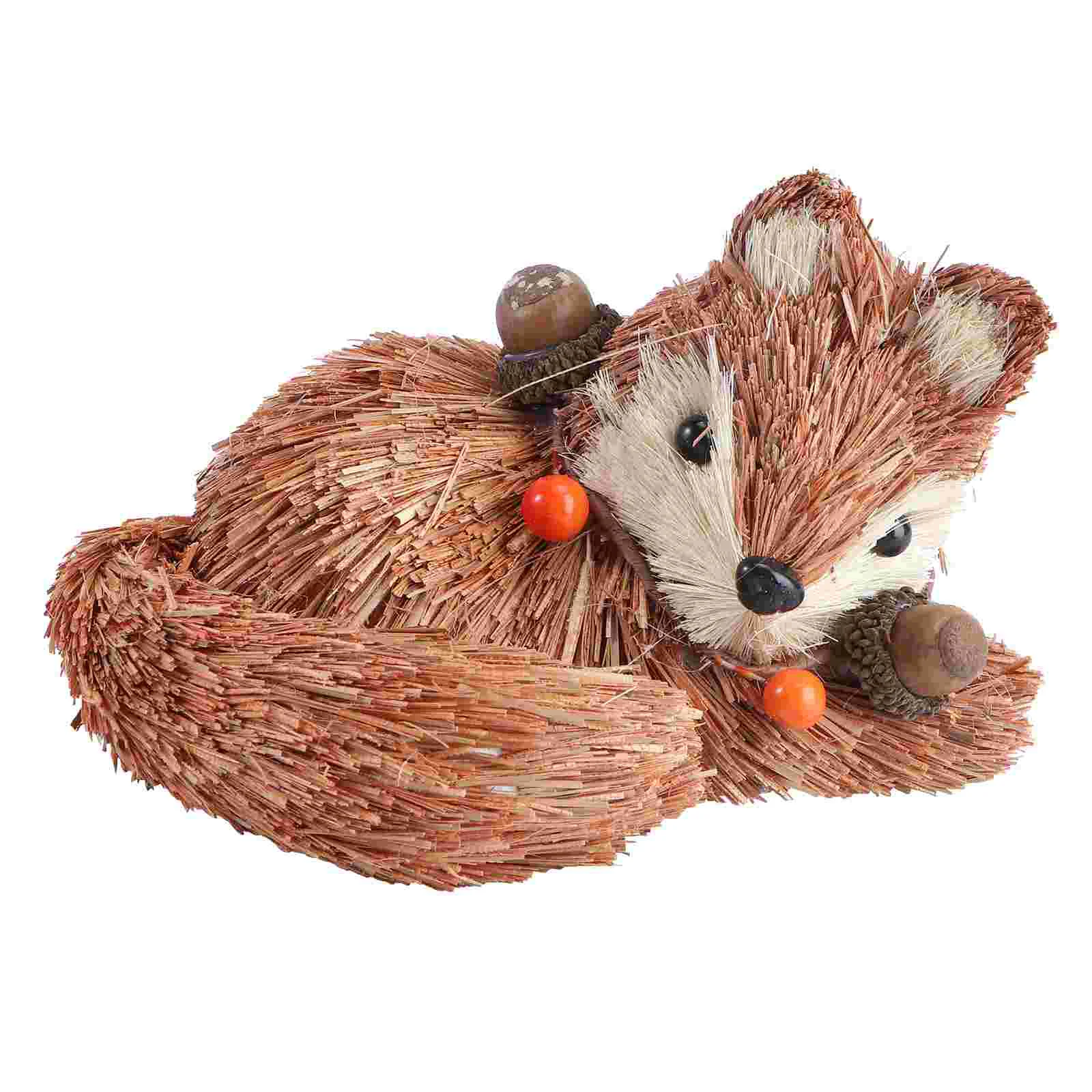 

Fox Decor Straw Ornament Handmade Animal Figurines Statue Woodland Woven Figurine Desktop Ceramic Arctic Hand Home Creatures
