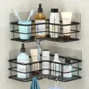 Basket Organizer Bathroom Corner Triangle Shelf Wall Mounted Storage Shelves Shampoo Holder Cosmetic Rack Iron Shower Drain 1